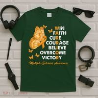 Warrior Win Faith Cure Ribbon Multiple Sclerosis Awareness T-Shirt thumb 5