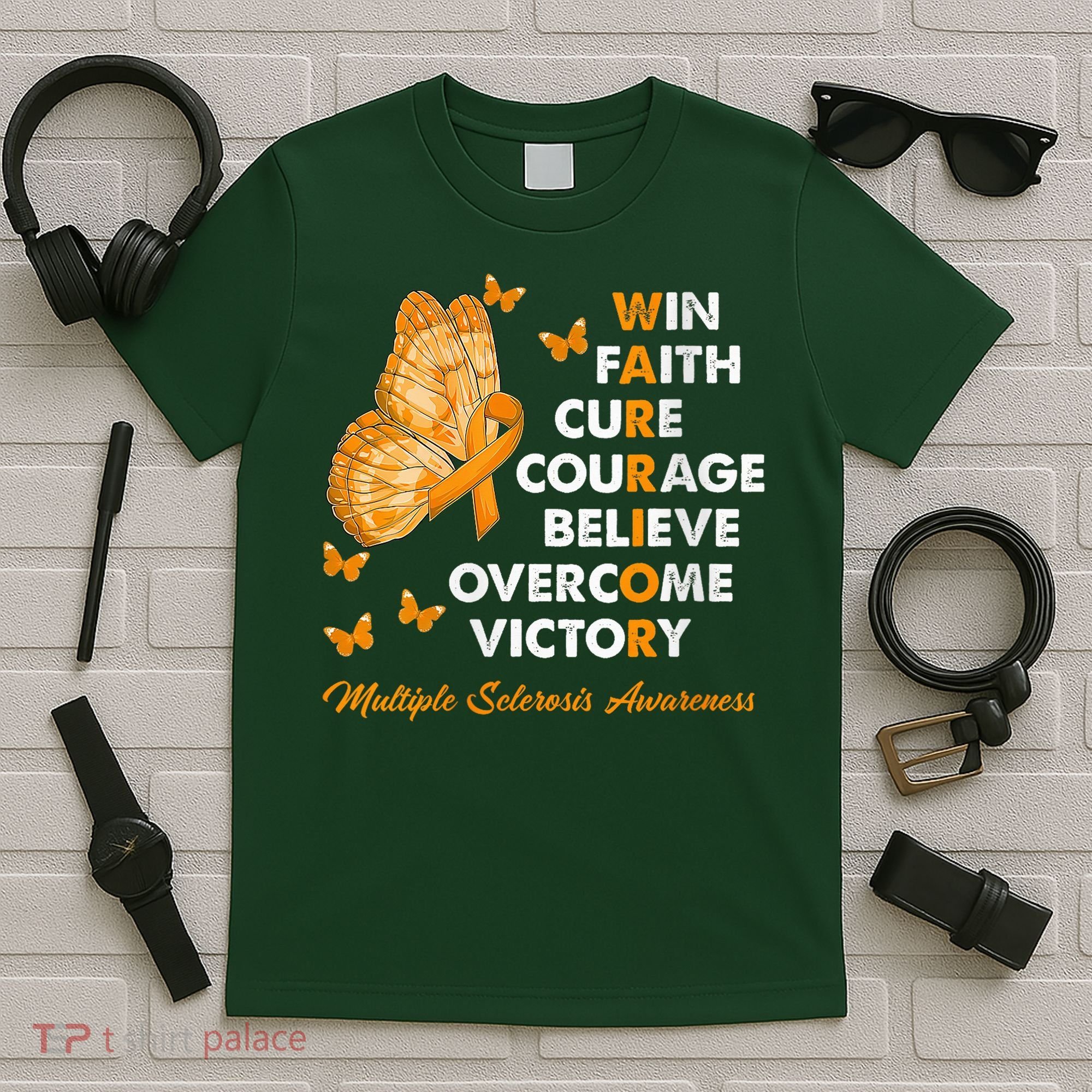 Warrior Win Faith Cure Ribbon Multiple Sclerosis Awareness T-Shirt