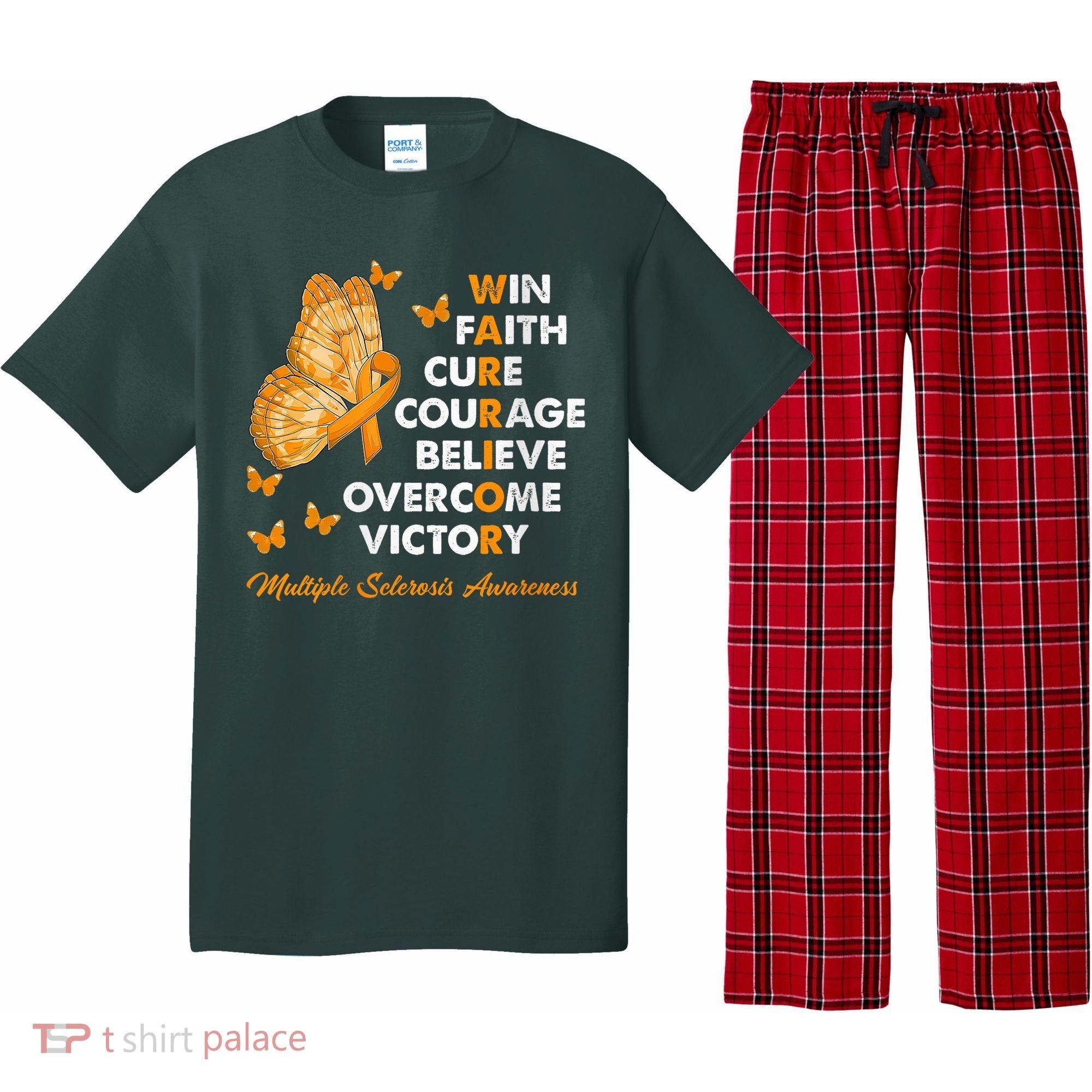 Warrior Win Faith Cure Ribbon Multiple Sclerosis Awareness Pajama Set