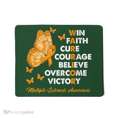 Warrior Win Faith Cure Ribbon Multiple Sclerosis Awareness Mousepad