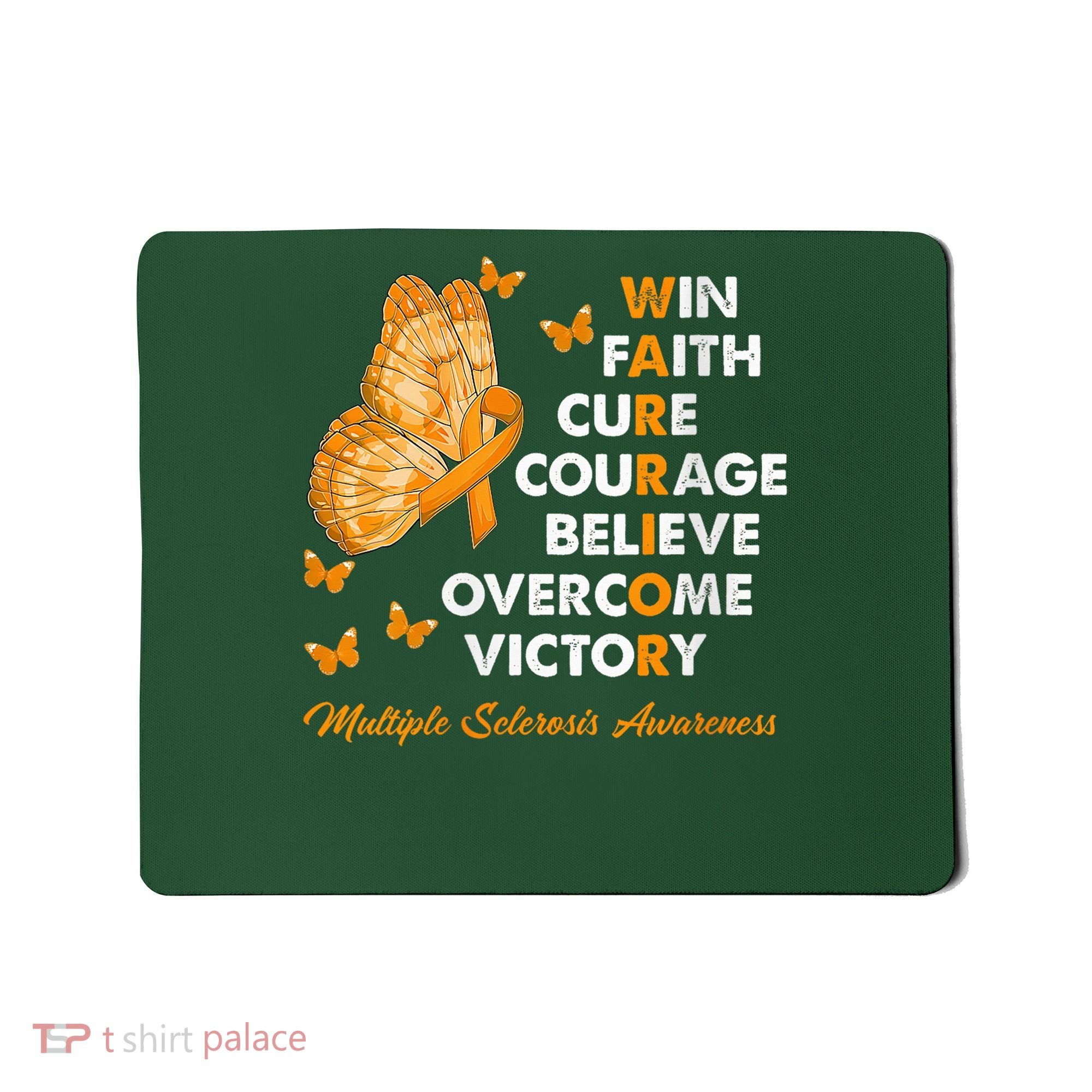 Warrior Win Faith Cure Ribbon Multiple Sclerosis Awareness Mousepad