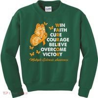 Warrior Win Faith Cure Ribbon Multiple Sclerosis Awareness Kids Sweatshirt thumb 0