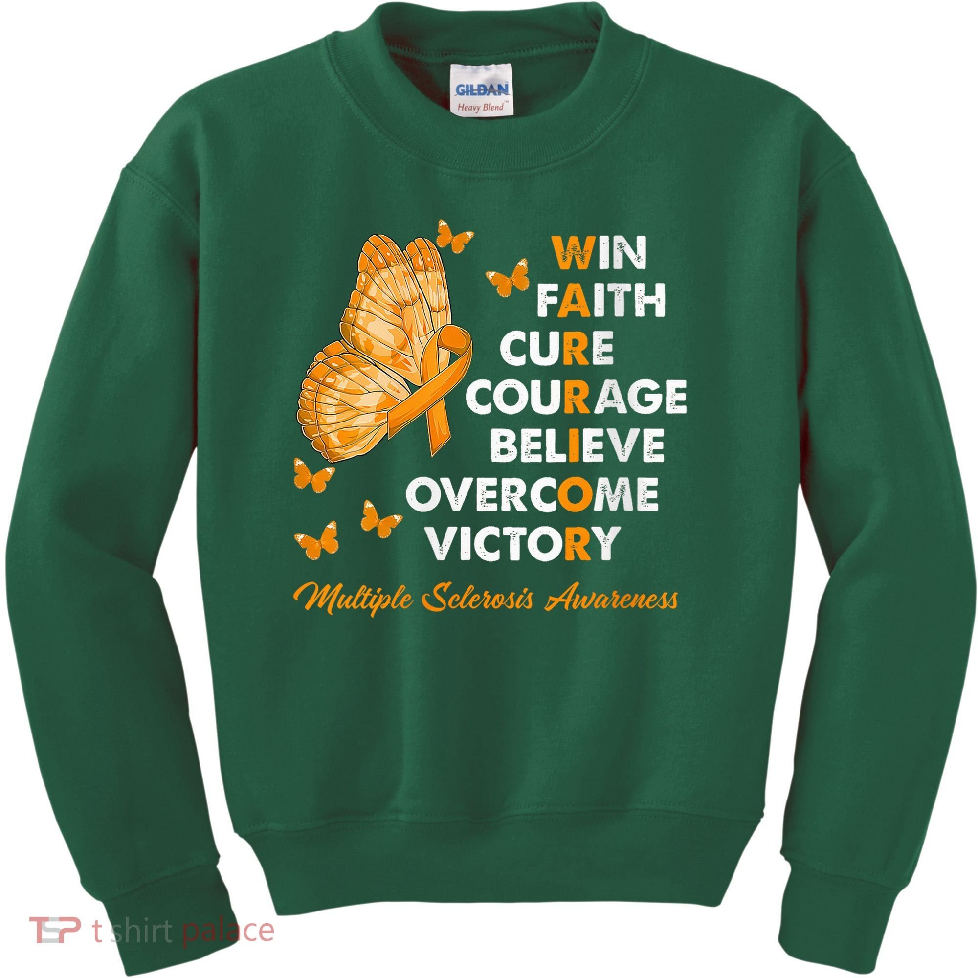 Warrior Win Faith Cure Ribbon Multiple Sclerosis Awareness Kids Sweatshirt