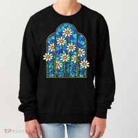 White Wildflower Flower Mosaic Church Window Women's Sweatshirt thumb 0