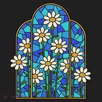 White Wildflower Flower Mosaic Church Window Women's Sweatshirt thumb 2