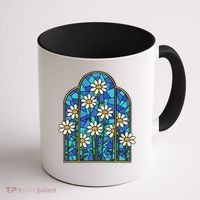 White Wildflower Flower Mosaic Church Window Coffee Mug thumb 1