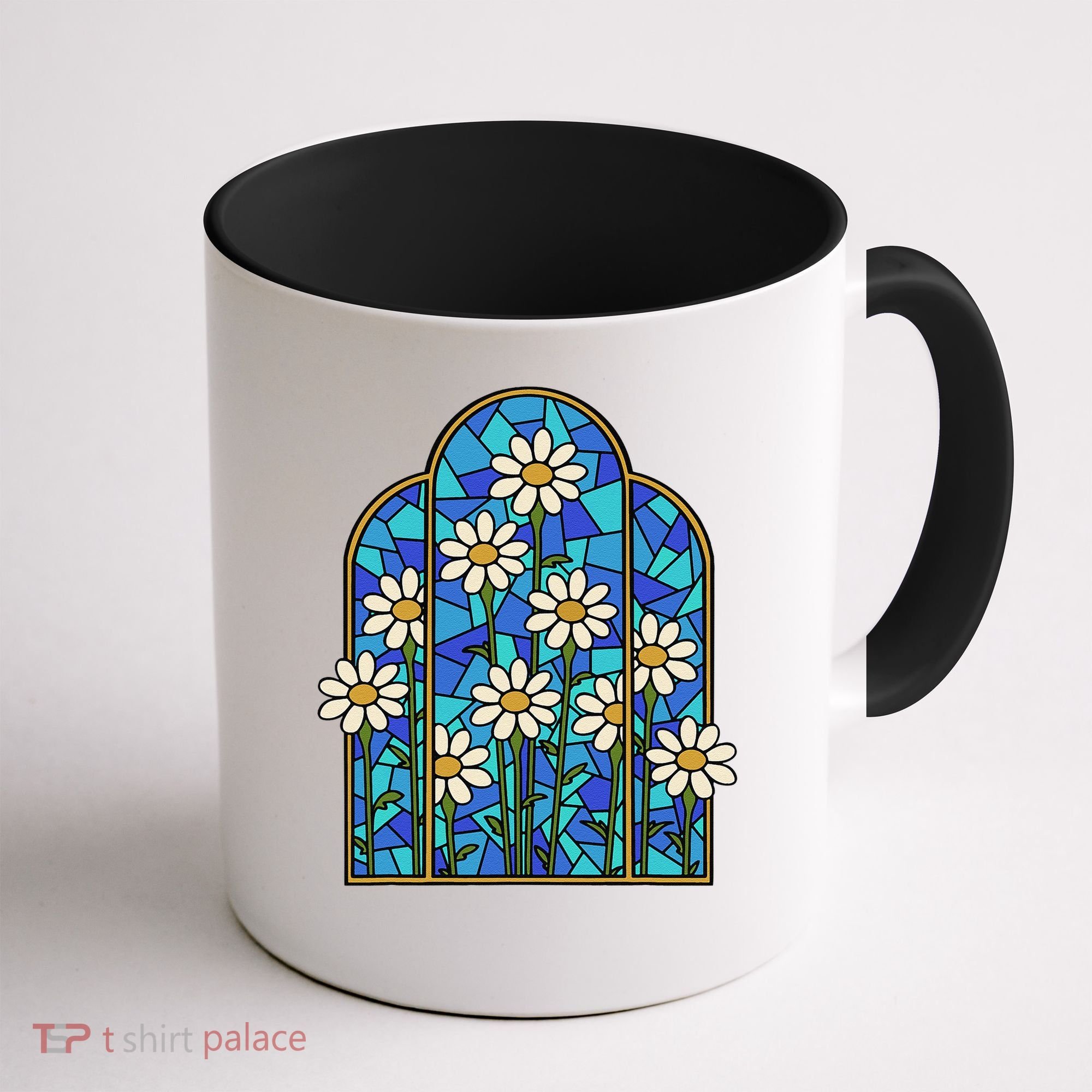 White Wildflower Flower Mosaic Church Window Coffee Mug