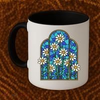 White Wildflower Flower Mosaic Church Window Coffee Mug thumb 2