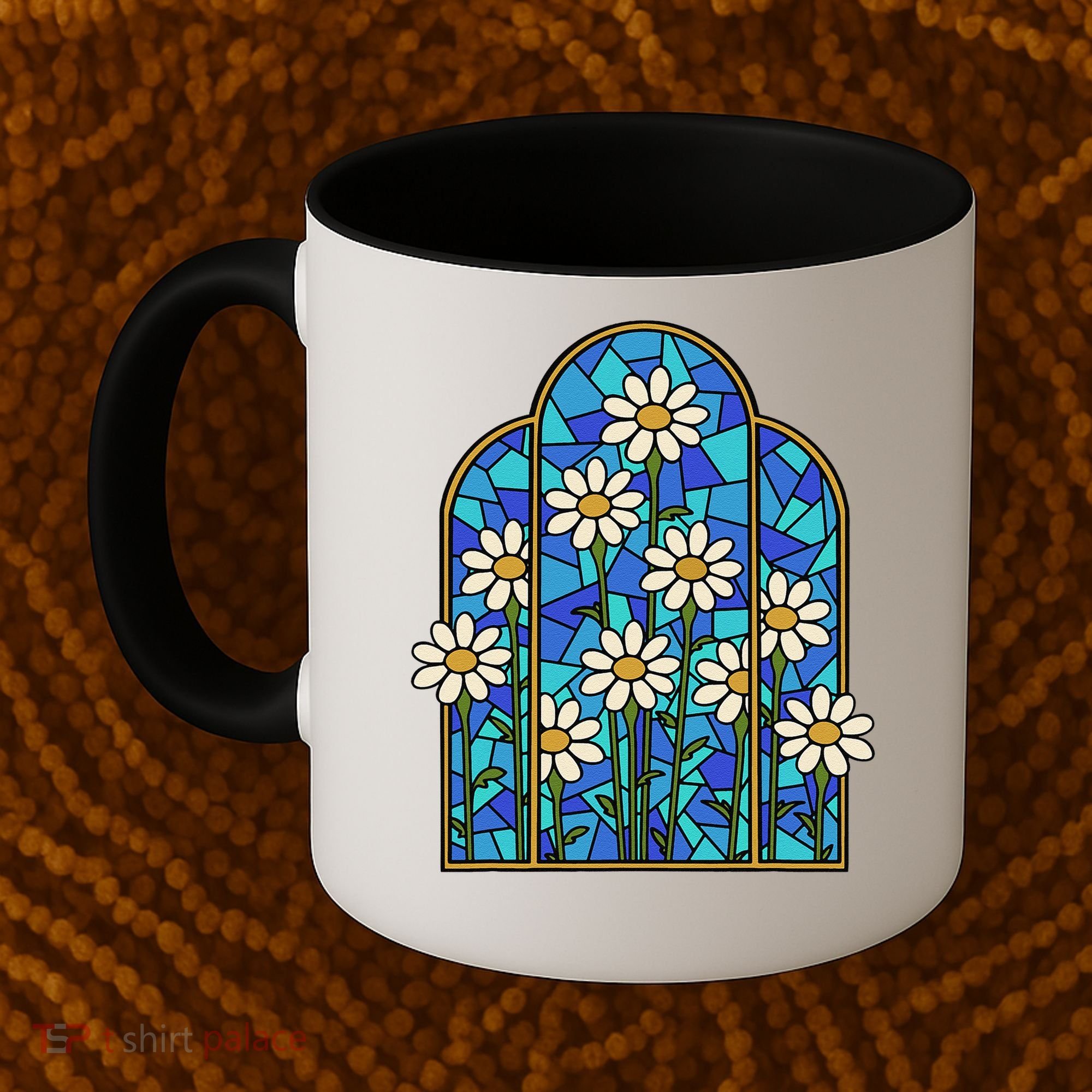 White Wildflower Flower Mosaic Church Window Coffee Mug