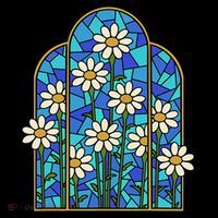 White Wildflower Flower Mosaic Church Window Coffee Mug thumb 5