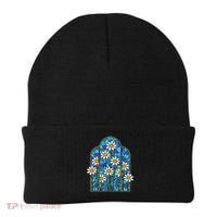 White Wildflower Flower Mosaic Church Window Beanie thumb 0