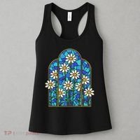 White Wildflower Flower Mosaic Church Window Women's Tank Top thumb 3