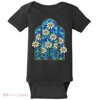 White Wildflower Flower Mosaic Church Window Baby Bodysuit thumb 0