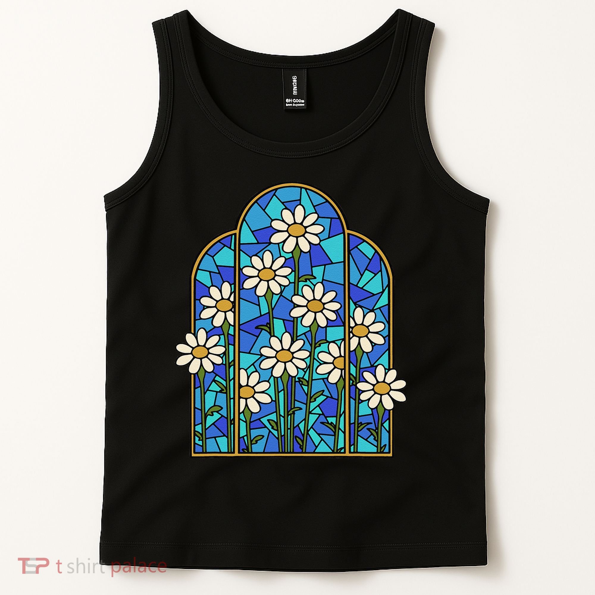 White Wildflower Flower Mosaic Church Window Tank Top