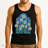 White Wildflower Flower Mosaic Church Window Tank Top thumb 3