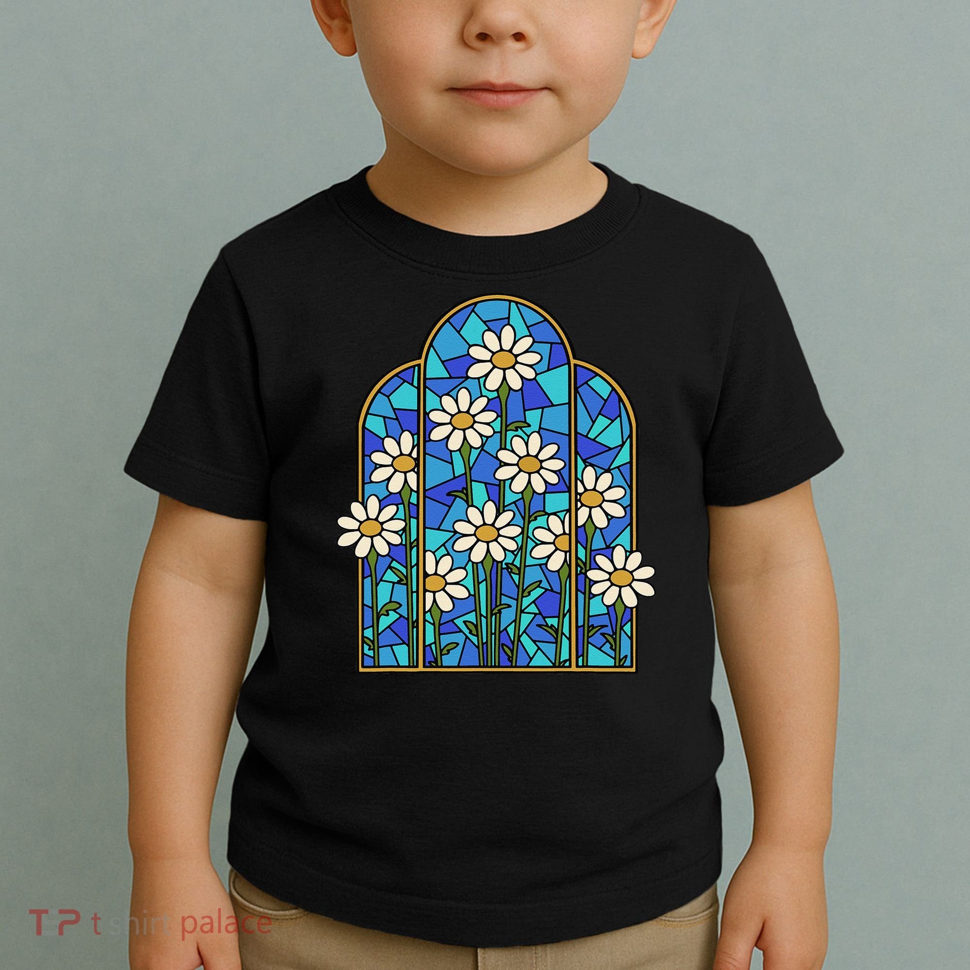 White Wildflower Flower Mosaic Church Window Toddler T-Shirt