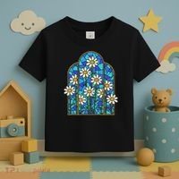 White Wildflower Flower Mosaic Church Window Toddler T-Shirt thumb 3