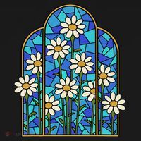 White Wildflower Flower Mosaic Church Window Visor thumb 3