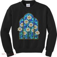 White Wildflower Flower Mosaic Church Window Kids Sweatshirt thumb 0