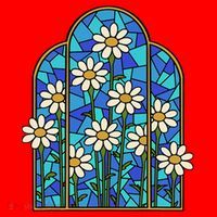 White Wildflower Flower Mosaic Church Window Santa Hat thumb 1