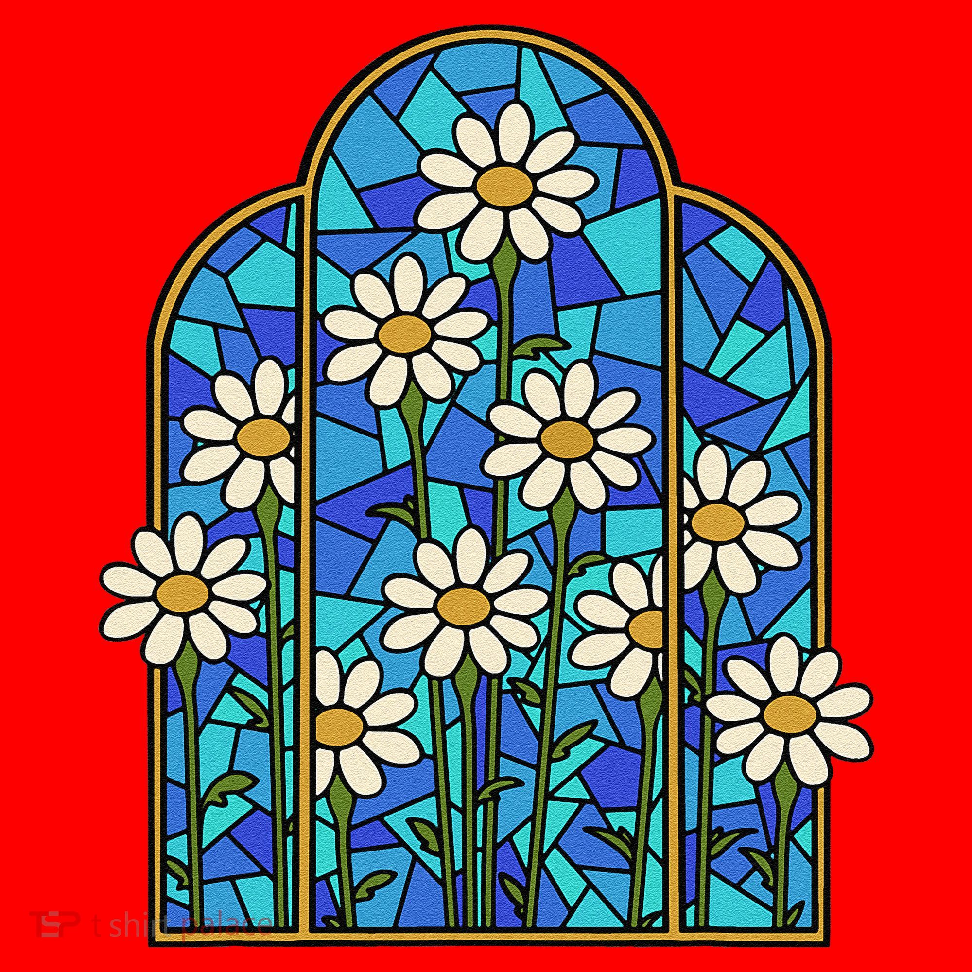 White Wildflower Flower Mosaic Church Window Santa Hat