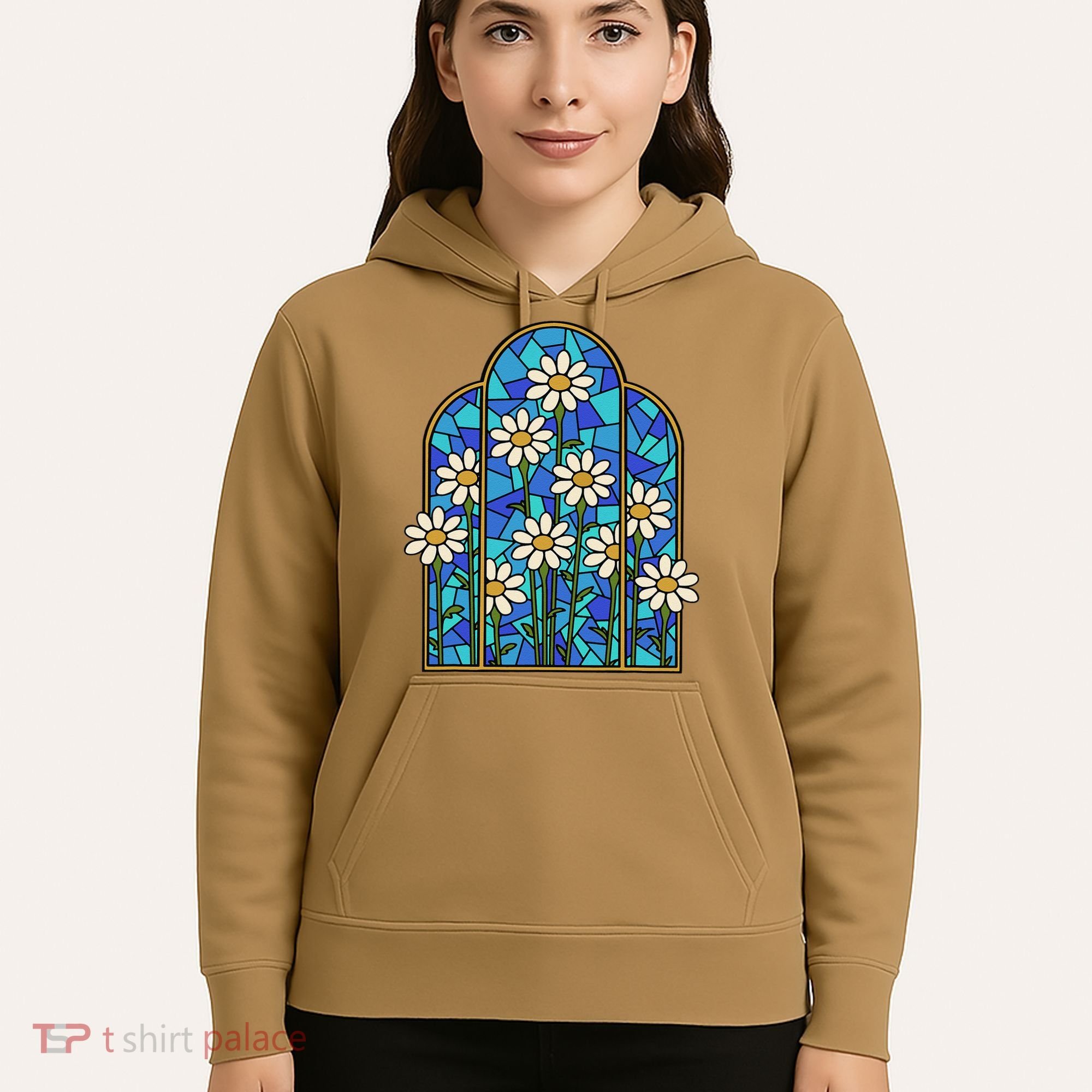 White Wildflower Flower Mosaic Church Window Hoodie