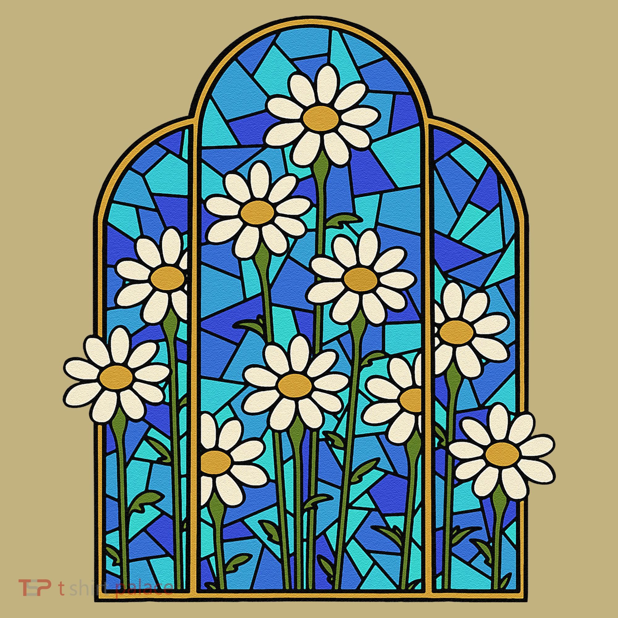 White Wildflower Flower Mosaic Church Window Long Sleeve Shirt