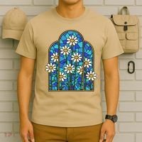 White Wildflower Flower Mosaic Church Window T-Shirt thumb 6
