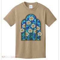 White Wildflower Flower Mosaic Church Window Kids T-Shirt thumb 0