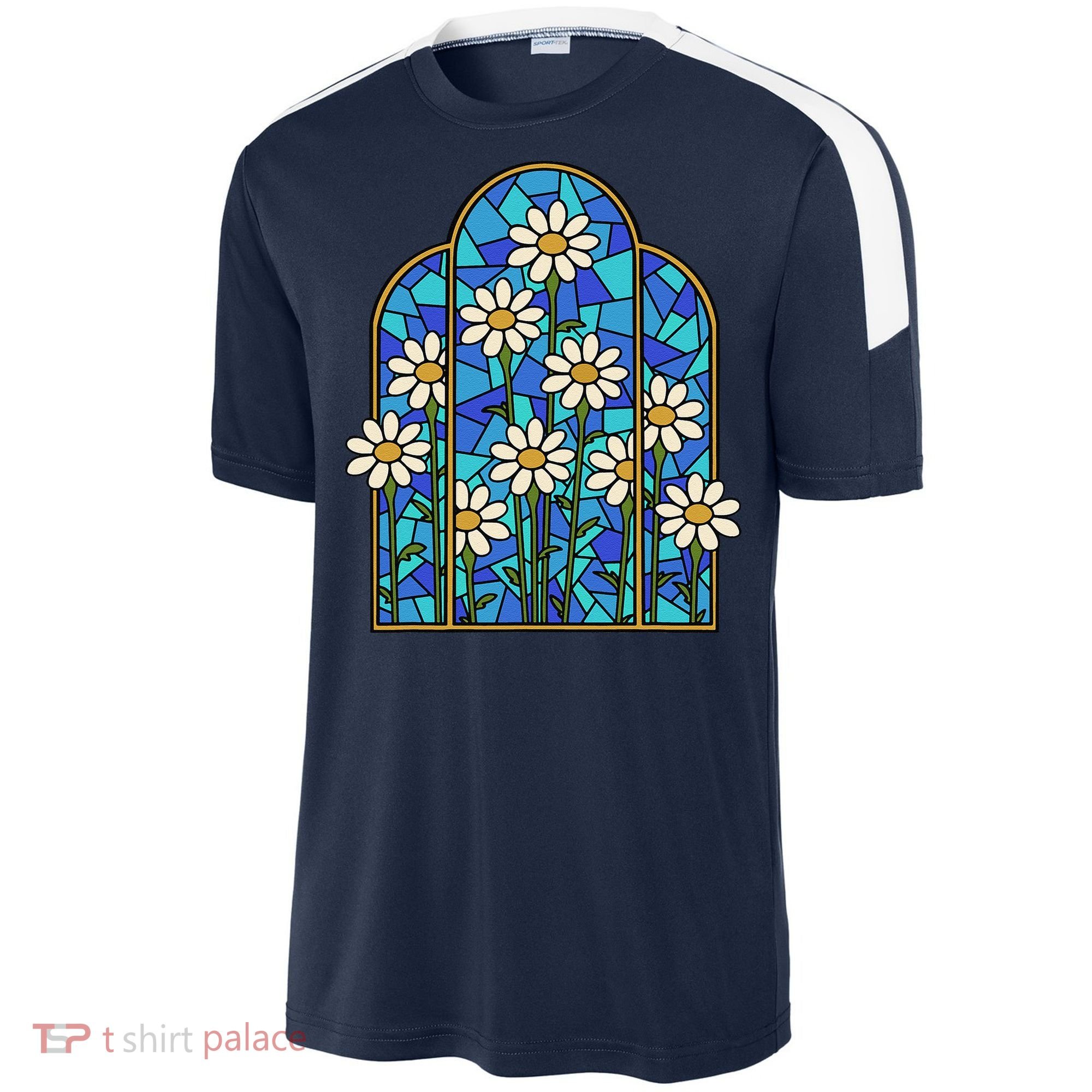 White Wildflower Flower Mosaic Church Window Sport-Tek Competitor United Soccer Jersey