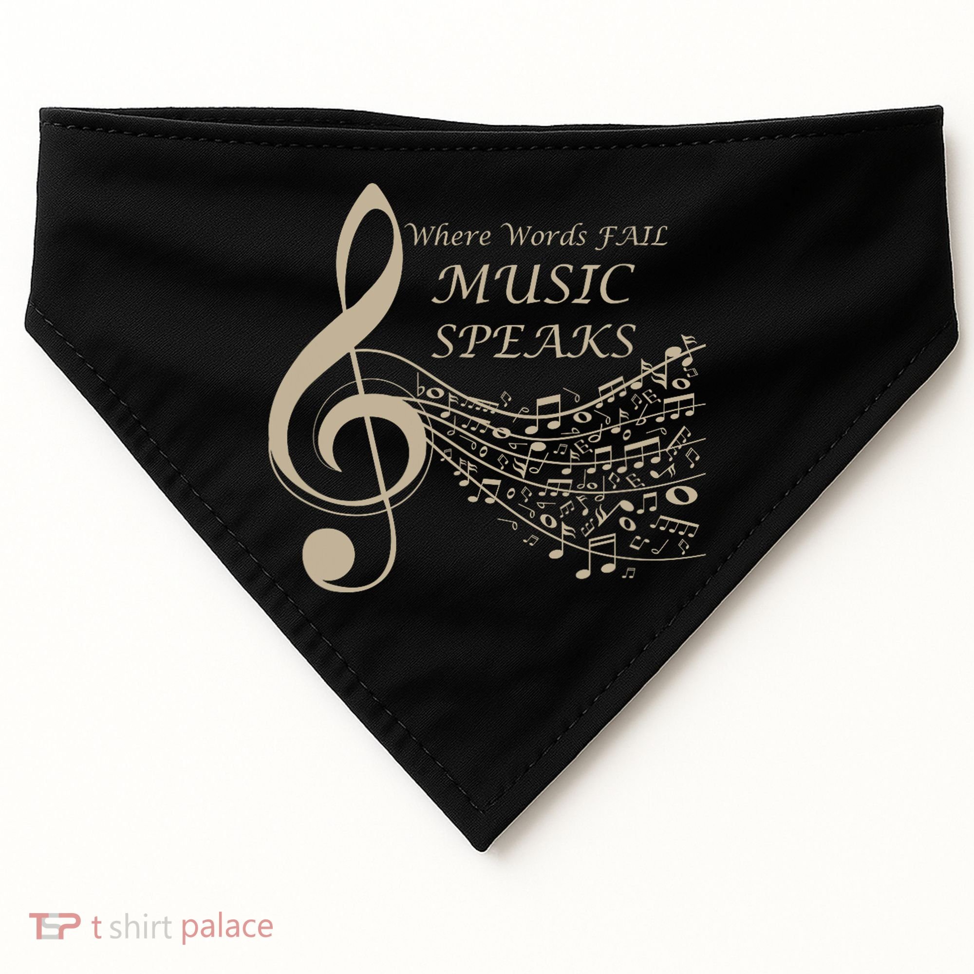 Where Words Fail Music Speaks Musical Music Notes USA-Made Doggie Bandana