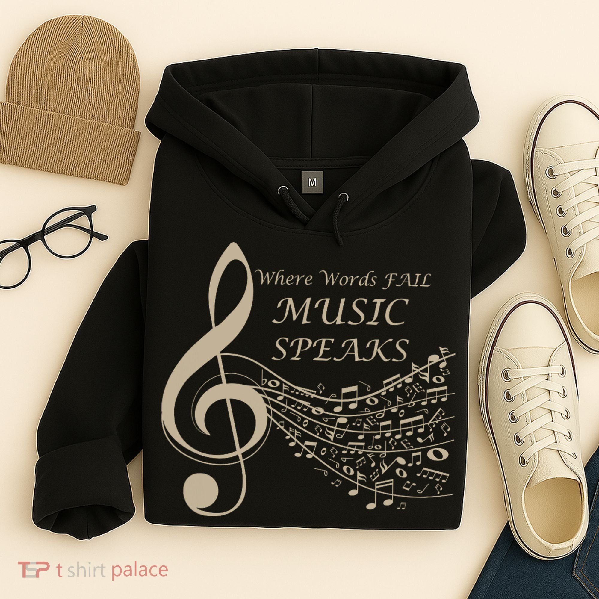 Where Words Fail Music Speaks Musical Music Notes Hoodie