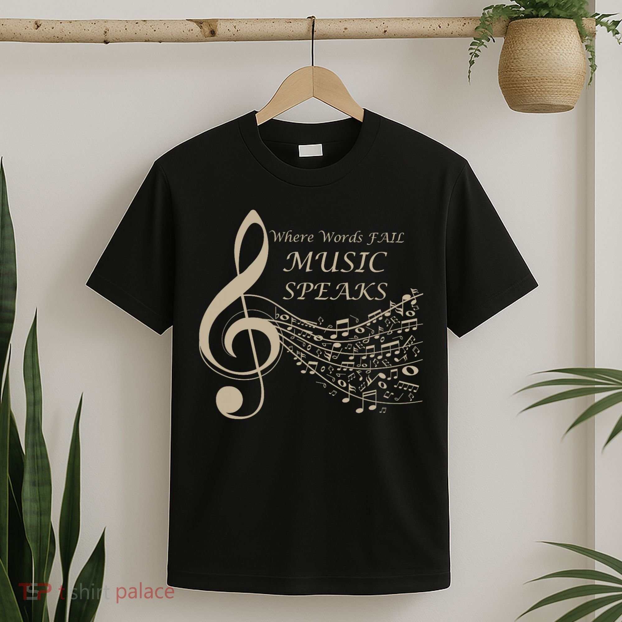 Where Words Fail Music Speaks Musical Music Notes T-Shirt