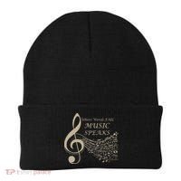 Where Words Fail Music Speaks Musical Music Notes Beanie thumb 0