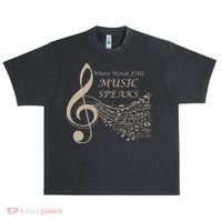 Where Words Fail Music Speaks Musical Music Notes Urban Oversized Heavyweight T-Shirt thumb 0