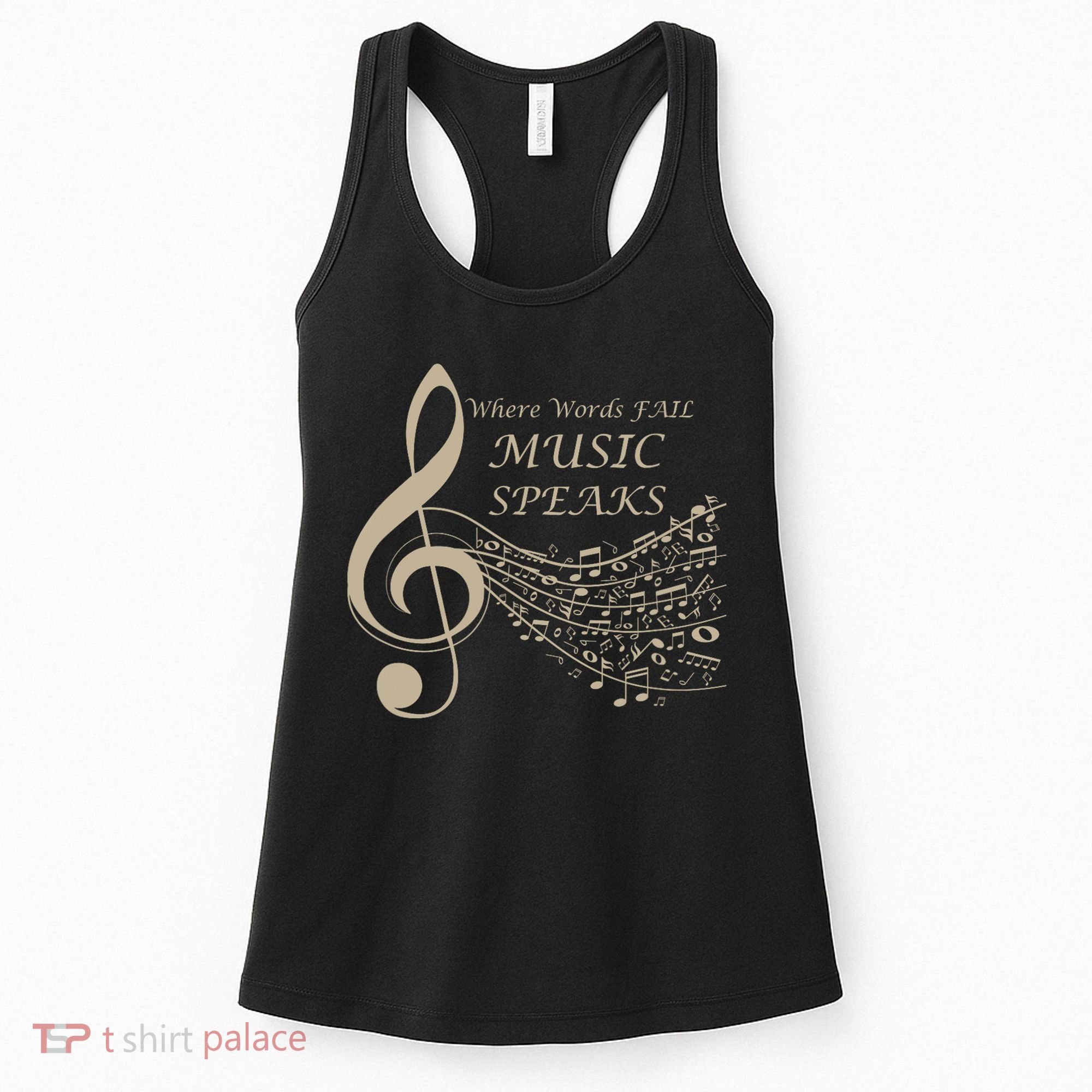 Where Words Fail Music Speaks Musical Music Notes Women's Tank Top