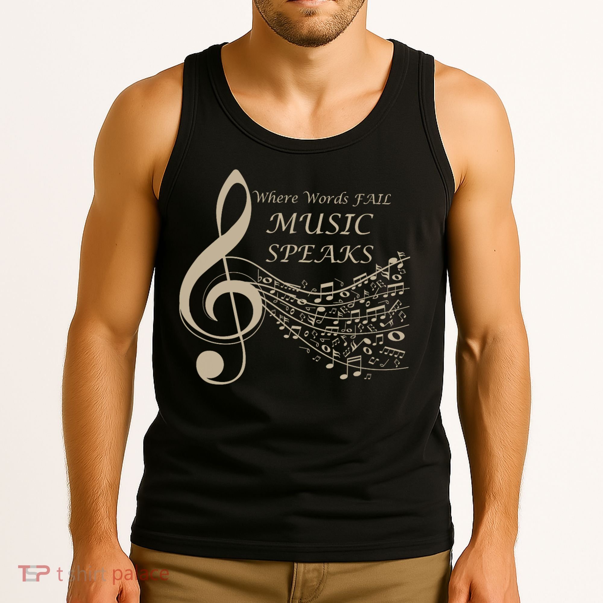 Where Words Fail Music Speaks Musical Music Notes Tank Top