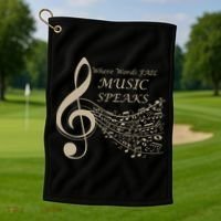Where Words Fail Music Speaks Musical Music Notes Golf Towel thumb 1