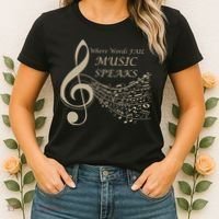 Where Words Fail Music Speaks Musical Music Notes Women's T-Shirt thumb 2