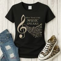 Where Words Fail Music Speaks Musical Music Notes Women's T-Shirt thumb 3