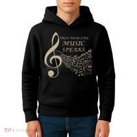 Where Words Fail Music Speaks Musical Music Notes Kids Hoodie thumb 4