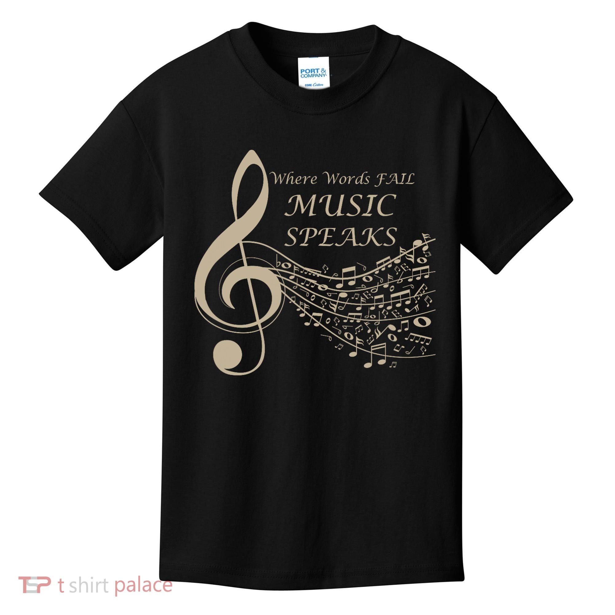 Where Words Fail Music Speaks Musical Music Notes Kids T-Shirt