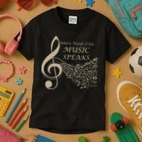 Where Words Fail Music Speaks Musical Music Notes Kids T-Shirt thumb 3