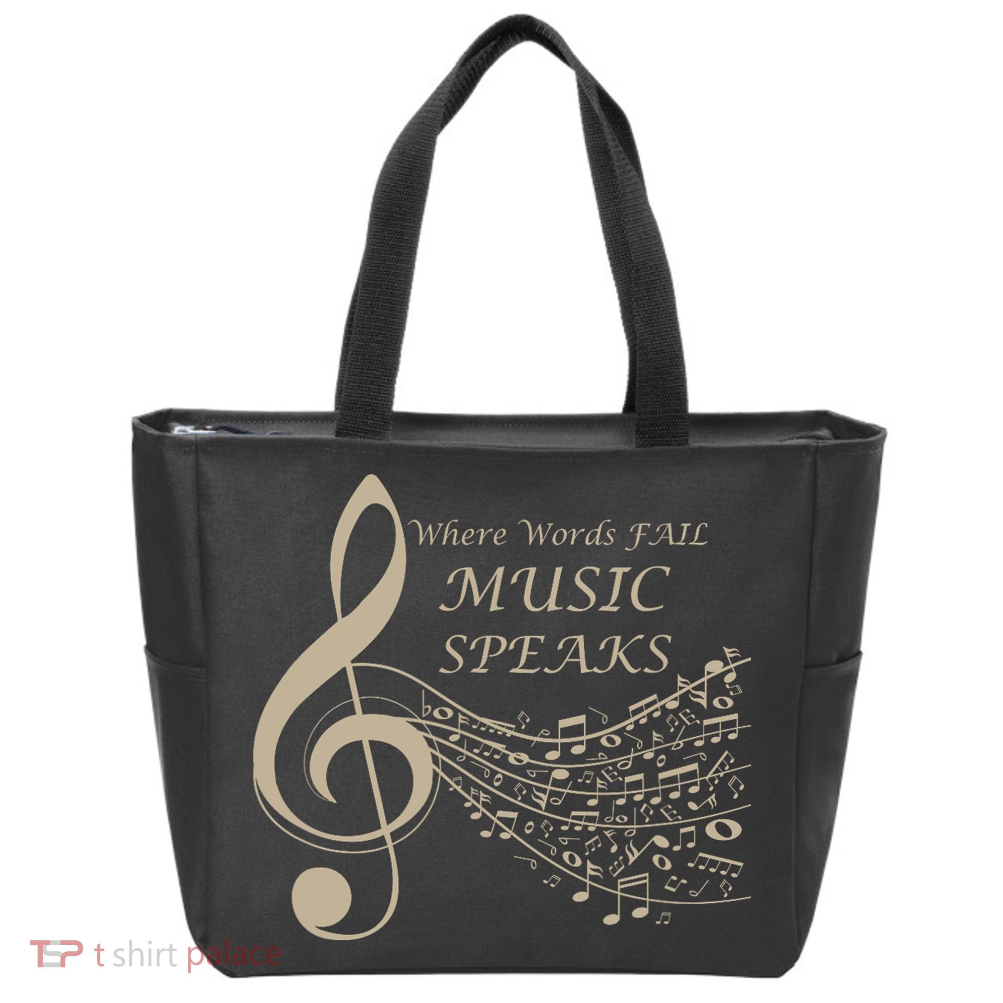 Where Words Fail Music Speaks Musical Music Notes Tote Bag