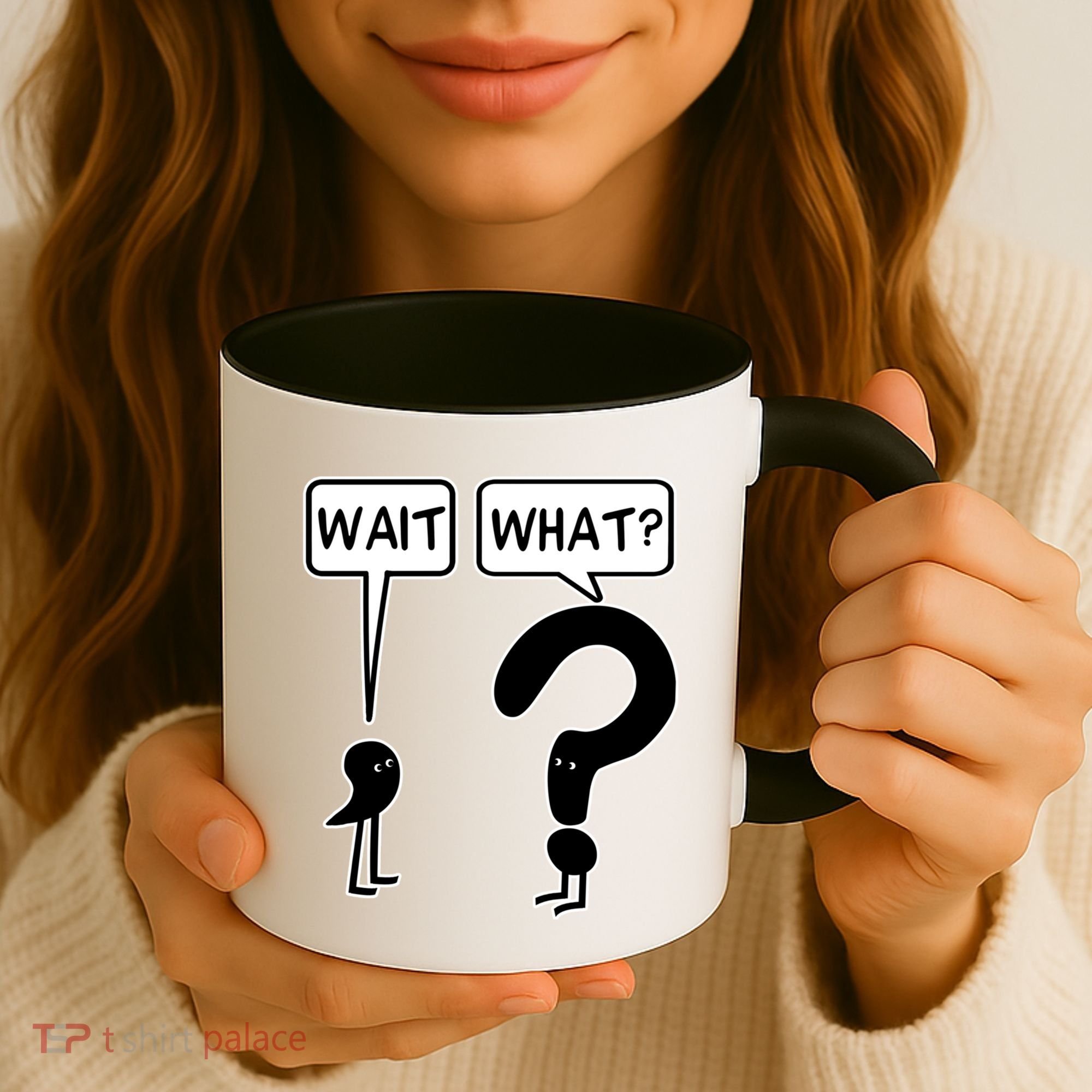 Wait What Funny Grammar Questioning Punctuation Coffee Mug