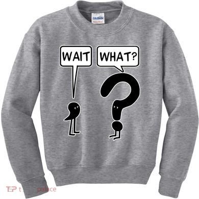Wait What Funny Grammar Questioning Punctuation Kids Sweatshirt