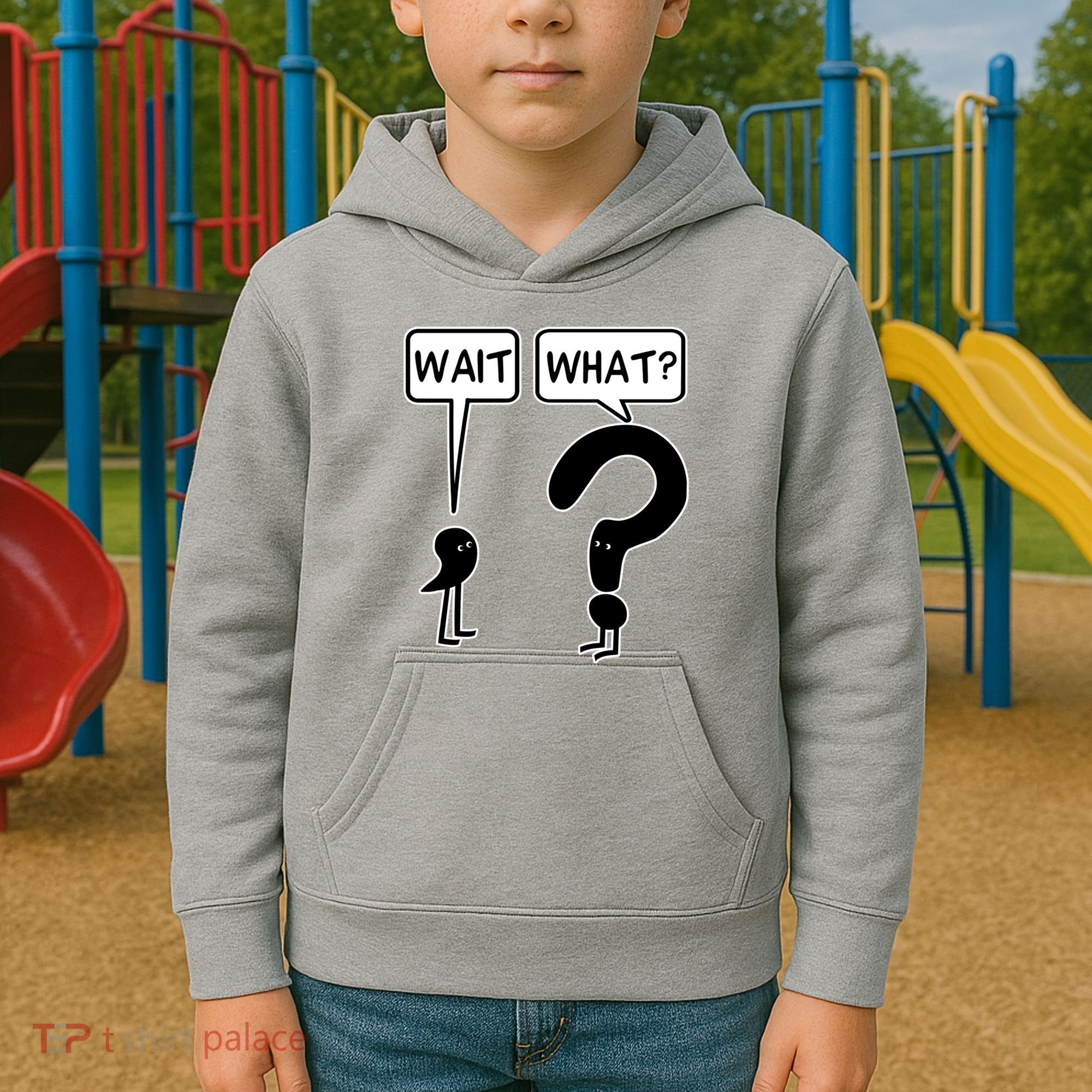Wait What Funny Grammar Questioning Punctuation Kids Hoodie