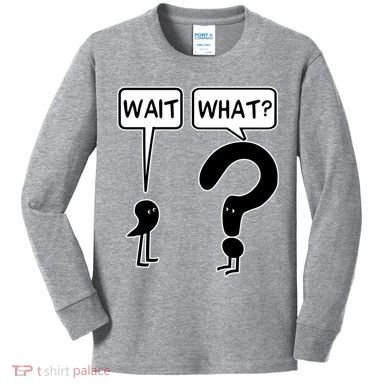 Wait What Funny Grammar Questioning Punctuation Kids Long Sleeve Shirt