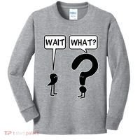 Wait What Funny Grammar Questioning Punctuation Kids Long Sleeve Shirt thumb 0