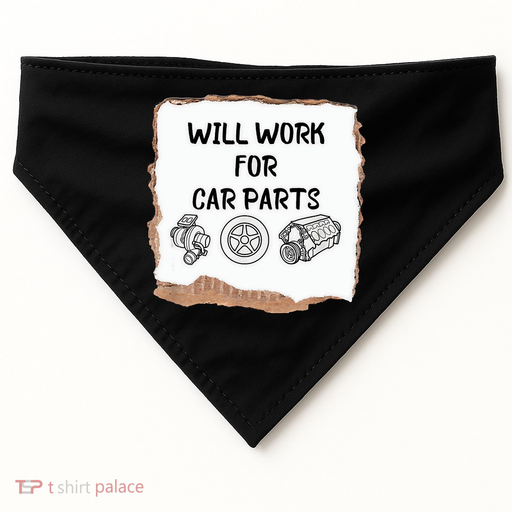 Will Work For Car Parts Car Enthusiast Muscle Car USA-Made Doggie Bandana